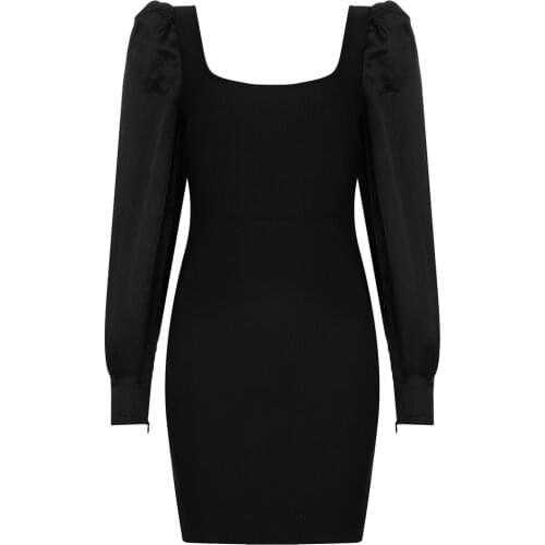 Women Party Sexy Black Ladies Clothes Long Sleeve Summer Bodycon Vintage Dress Bandage Dress Elegant Club Vestidos