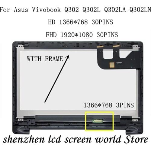 13.3'' LCD Display TouchScreen Digitizer Laptop Assembly with Frame For Asus Vivobook Q302 Q302L Q302LA Q302LN