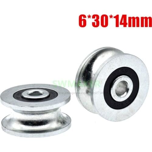 1pcs 6*30*14mm grooved bearing pulley, U-type rolling wheel, 1 cm track guide wheel / wire rope overhead crane