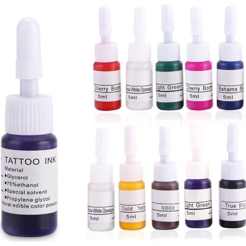10Colors 5ml/Bottle Safe Professional Tattoo Ink Body Paint Microblading Coloring Eyebrow Permanent Beauty Makeup Tattoo Ink Set