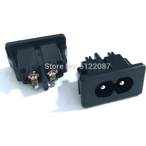 10Pcs BX 180 Black Male Plug IEC320 C8 Power Socket Connector AC 250V 2.5A 2Pin 8 Word Socket AC Power Outlet Connector BX180-C