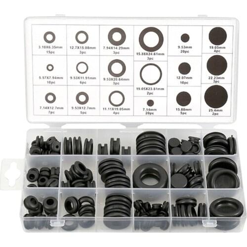 125 Piece Rubber Grommet Eyelet Ring Gasket Assortment Set Of 18 Different Sizes, With See-Through Divided Organizer Case –For A