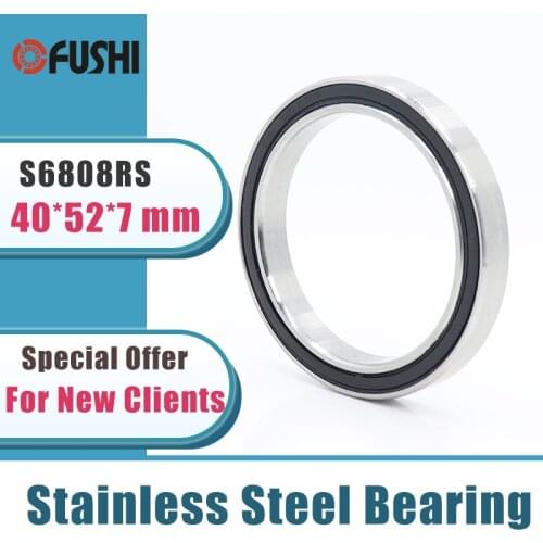 5PCS S6808RS Bearing 40*52*7 mm ABEC-3 440C Stainless Steel S 6808RS Ball Bearings 6808 Stainless Steel Ball Bearing
