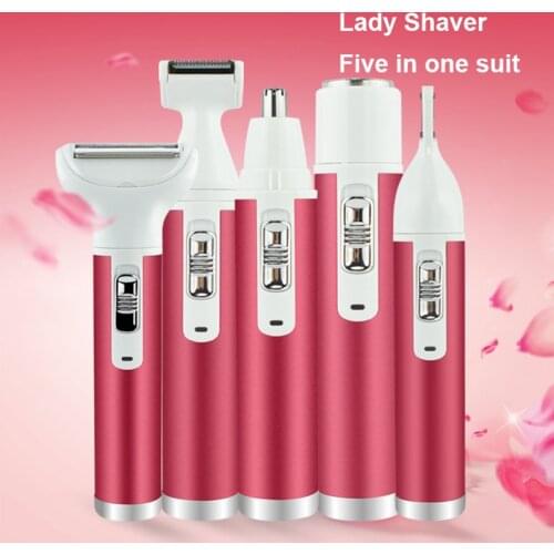 5 In 1 Electric Hair Remover Women Eyebrow Trimmer Rechargeable Lady Shaver Face Bikini Depilatory