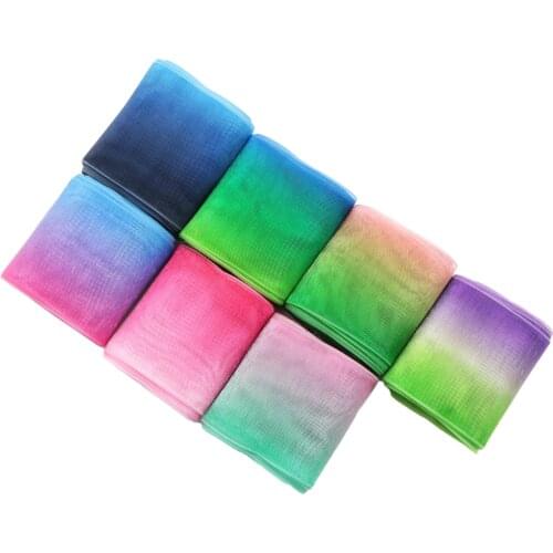 25mm/38mm 5Yards/Roll 7Colors/set Gradient Color Organza Ribbon Chiffon Ribbon Christmas Bow-knot Sewing Gift,1Yc16920