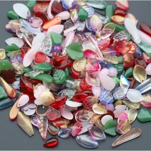 50g DIY Mixed Beads Flower Petal Pendants Charms Czech Glass Loose Beads for Earrings Hair Sticks Jewelry Making Components