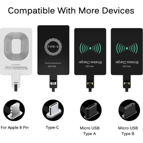 Fast Qi Wireless Charger Receiver For iPhone 6 7 Plus Universal Charging Receiver Adapter Pad Coil For Micro USB Type-C Phone