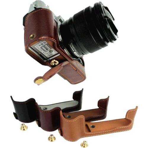Genuine Leather Camera Case For FujiFilm Fuji XT10 X-T10 XT20 XT30 Leather Camera Half Bag Body Set bottom Cover Open battery