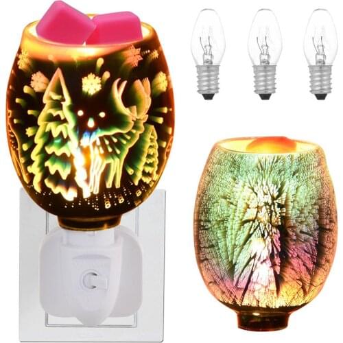 Home Aromatherapy Electric Wax Melt Burner Lamp Night Light Wax Warmer 3D FireworkLight Wax Melt Warmer For Home Bedroom Decor