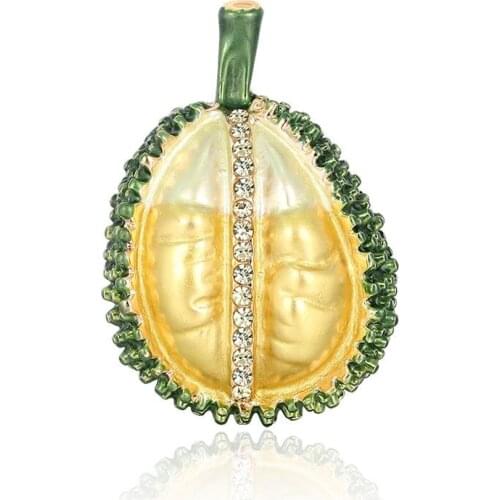 Enamel Durian Fruit Brooch Pin Creative Design Vivid Style Ladies Casual Cartoon Fashion Banquet Accessories AL612