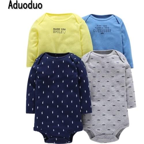 4pcs sets Baby Boys Bodysuits, Newborn underwear baby clothes Long Sleeves Cotton clothing baby girls fashion Jumpsuits 3-24m