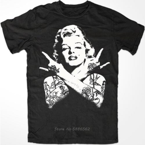 Marilyn Monroe Tattoo 1 Premium Tshirt Marylin Biker Motorrad Punk Rock N Roll Fashion Cotton T Shirts Men Tees Tops Hip Hop