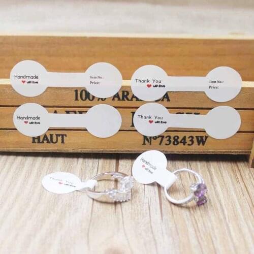 100PCS multi style gold /silver foil ring labels DIy handmade with love folded ring labels Vintage kraft Thank you ring lables