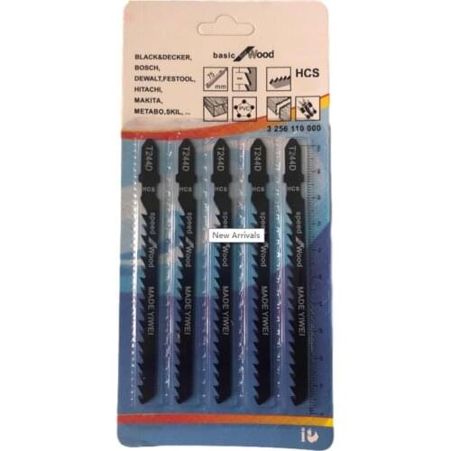 5pcs Set HCS 6T Jig Saw Blades T244D/T344D For Fast Cutting Straight Cutting 4 Mm Teeth Length Jigsaw Blades