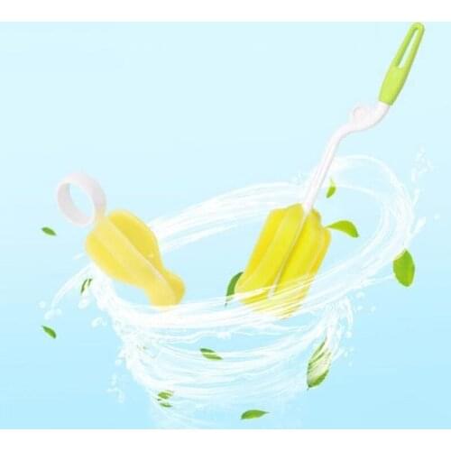 Three Color Baby Bottle Brush Set Baby Nipple 360-Degree Rotating Clean Sponge Spout Cup Brush Kit Bottle Clean Tool