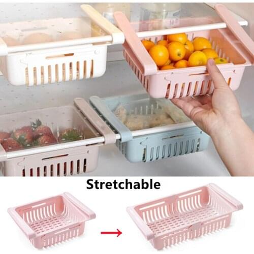 Refrigerator Organizer Adjustable Stretchable Drawer Basket Refrigerator Pull-out Drawers Fresh Keep Spacer Layer Storage Shelf