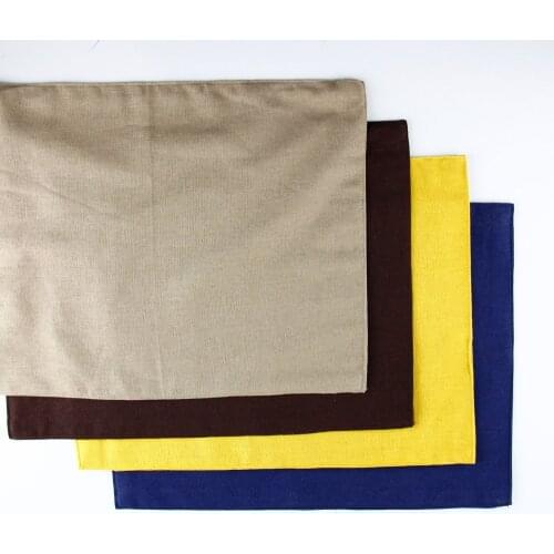 Popular Fabric linen placemat heat insulation mat dining table mat kids table Napkin Solid 4 Colours placemats