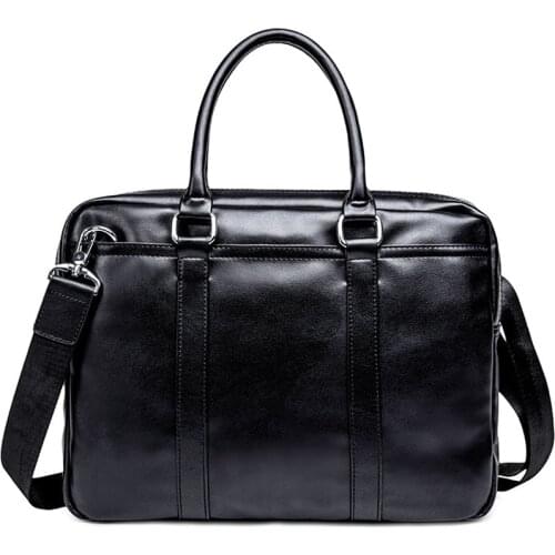 Simple Business Men Briefcase Handbag PU Leather Laptop Bag Fashion Casual Shoulder Bags Black Office Briefcase Male New XA634ZC