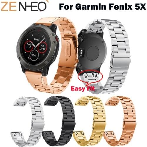 26MM Quick Release EasyFit Stainless Steel Watchband for Garmin Fenix 5X Replacement WristStrap for Garmin Fenix 5X Watch Strap