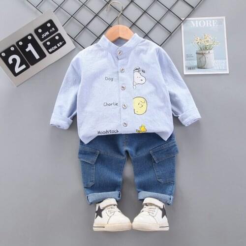 2021 New Spring Baby Boys Clothing Cartoon Infant Gentleman Shirt Pants 2Pcs/Sets Kids Clothess Cotton Children Leisure Suits
