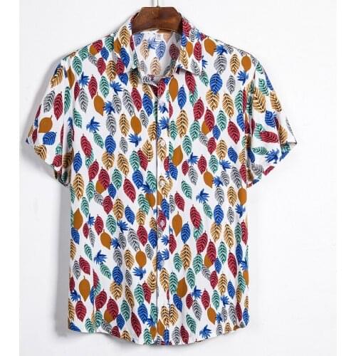 2020 Summer Men Casual Shirts Fashion Hawaiian Printed Short-sleeve Beach Shirts Holiday Streetwear Camisa Masculina