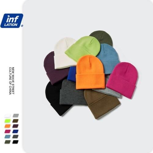 INFLATION Unisex Candy Color Beanies Hat Unisex Winter Warm Wild Knitted Skullcap Men 10 Colors Skullies Beanies 280CI2020