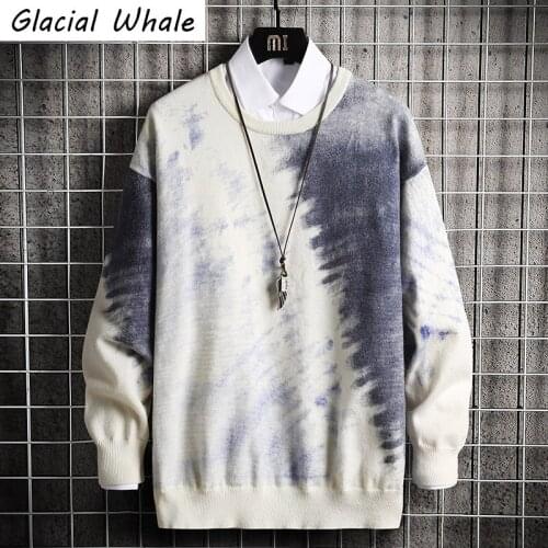 GlacialWhale Mens Knitted Sweater Men 2020 Winter Camouflage Sweaters Pullover Jumper Harajuku Korean Casual White Sweater Men