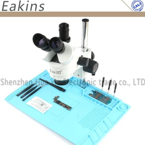 3.5X-90X Simul-Focal Continuous Zoom Trinocular Stereo Microscope Trinocular Visual Big Floor+Insulation Mat Calibration Ruler