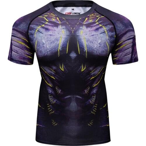 Guangzhou Digital Printed Tshirt Men Comfortable Tops Round-Neck Gym Rash Guard
