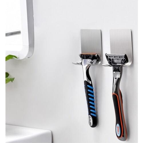 High-quality Multi-function Shaver Toothbrush Holder Self Adhesive Stainless Steel Bathroom Holder Shower Hooks Shaver Shelf