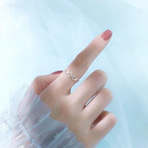 YIZIZAI Vintage Fashion Simple Twist Infinity Silver Color Rings for Women Opening Geometric Jewelry