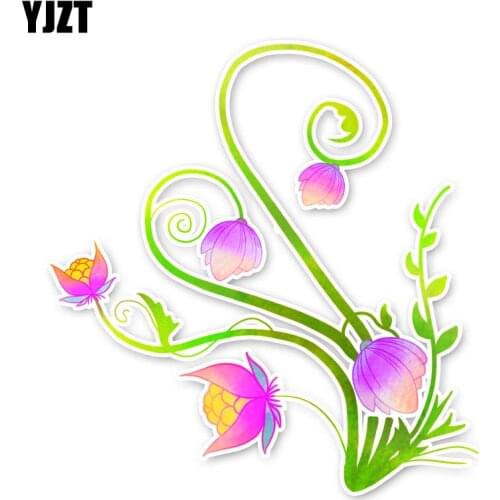 YJZT 13.2*13.8CM Unique Flowering Coolest Vine Plants Flowers Car Stickers Accessories 11A1585