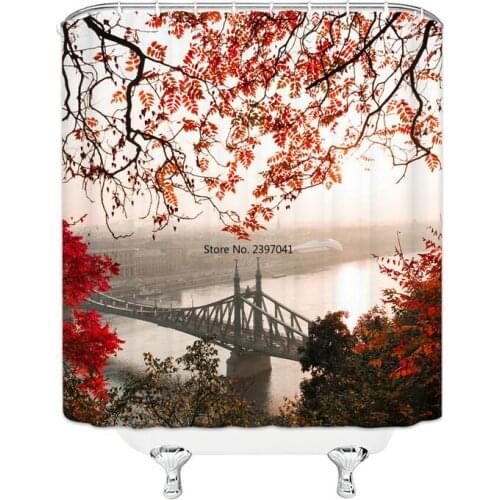 Shower Curtain Bath Curtain Bathroom Supplies Flowers landscape Print Blackout Curtains Waterproof Mildew-proof Bathroom Curtain