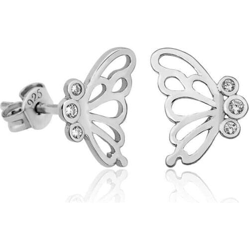 Silver Butterfly Womens Earrings