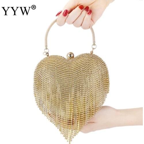 Faux Crystal-Embellished Tassels Women Clutch Evening Bags For Wedding Party Handbag Luxury Design Hand Bags Top-Handle Shape