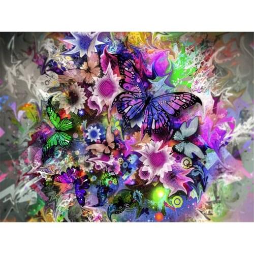 Animal Butterfly Flower DIY 11CT Embroidery Cross Stitch Kits Needlework Craft Set Cotton Thread Printed Canvas Home Room