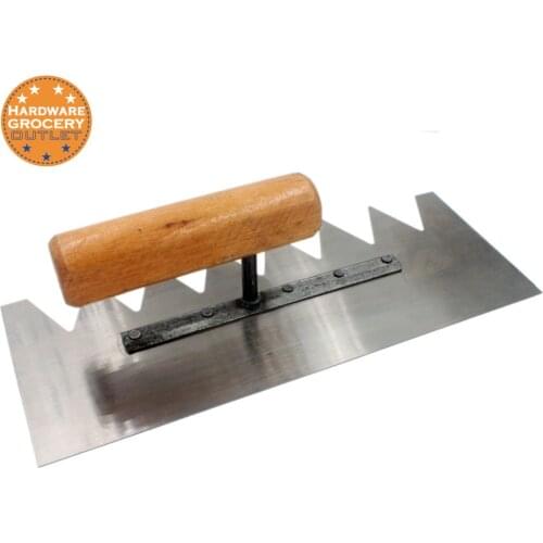 Notched Trowel V-Soft Grip Wood Handle 28cm x11cm