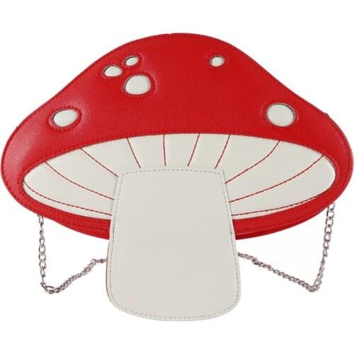 066F Women Mushroom Shape PU Leather Shoulder Crossbody Bag Tote Chain Satchel Purse