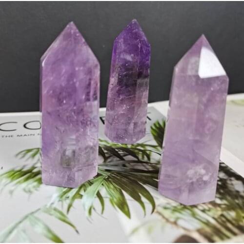 1PC Natural Amethyst Quartz Crystal Repair Crystal Healing Reiki Mineral Stone Point Hexagonal Treatment Stones Home Decor