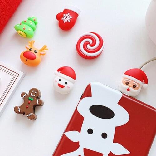 1Pcs Christmas Cable Bite Protector For Android Iphone squishy toys Charging Cord Cable Cable Biter Phone Holder Accessory CZX40