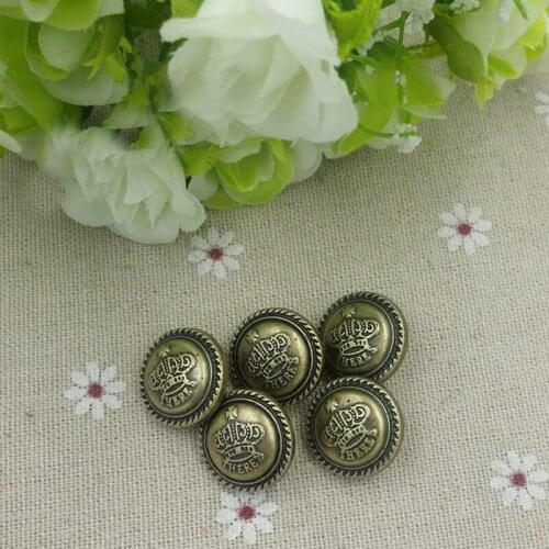 10pcs 15mm Bronze Crown Buttons Restore Ancient Ways Windbreaker Suit Fashion Buckles DIY Retro British Style Accessories