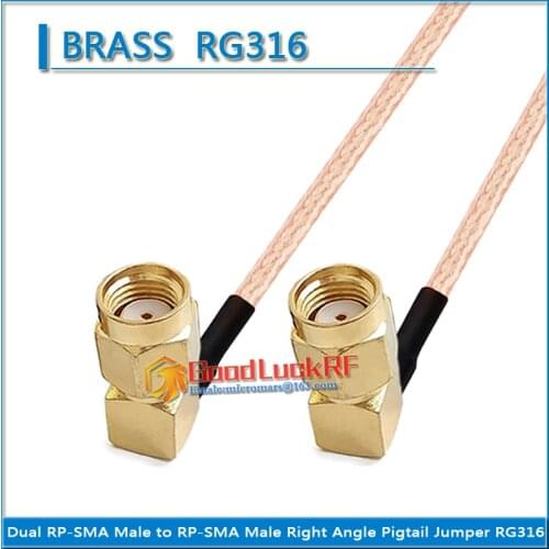 1X Pcs Dual RP SMA Male RF Connection RP-SMA RP SMA Right Angle 90 Degree to RP SMA Male Right Angle Pigtail Jumper RG316 Cable