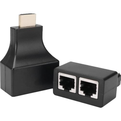 2pcs Dual Ethernet Network Cable HDMI-compatible To RJ45 Converter Adapter Extender Cat 5/6 3D HDTV for For HDTV HDPC PS3 STB