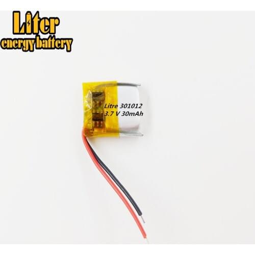 3.7V polymer lithium battery 301012 30MAH electronic table small toy Bluetooth LED lamp