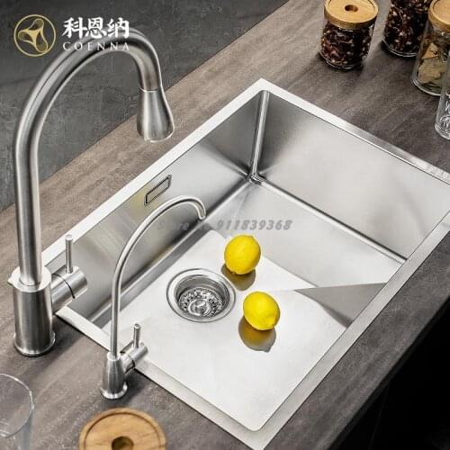 304 Stainless Steel Brushed Thickened Handmade Basin Sink Single Slot Household Kitchen Undercounter Sink Set