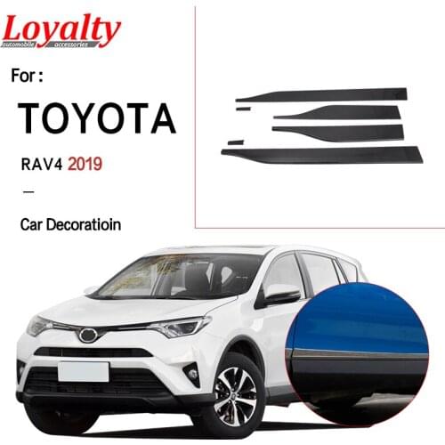 Loyalty For Toyota RAV4 2019 ABS Carbon fiber Car Accessories Exterior Side Door Panel Body Molding Decoration Cover Trim 6pcs