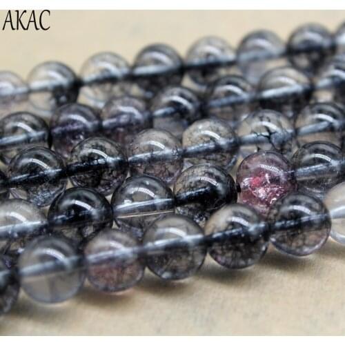 Free shipping 8mm +-0.2 natural black quartz loose beads with dyeing color for diy making design bracelet