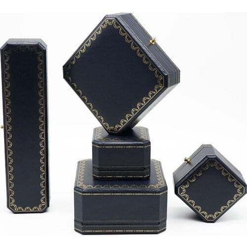 Diamonds snap Black Leather paper jewelry organiz box wedding ring bracelet pendant bangle Christmas gift box