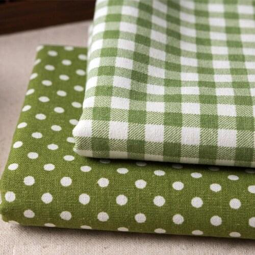 Buulqo 50*150cm printed plaid and dots cotton linen fabric by half meter DIY sewing home textile curtain cotton fabric
