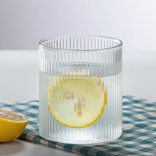 Heat-resistant glass household vertical striped glass water cup milk juice cup high temperature resistant creative gift cup